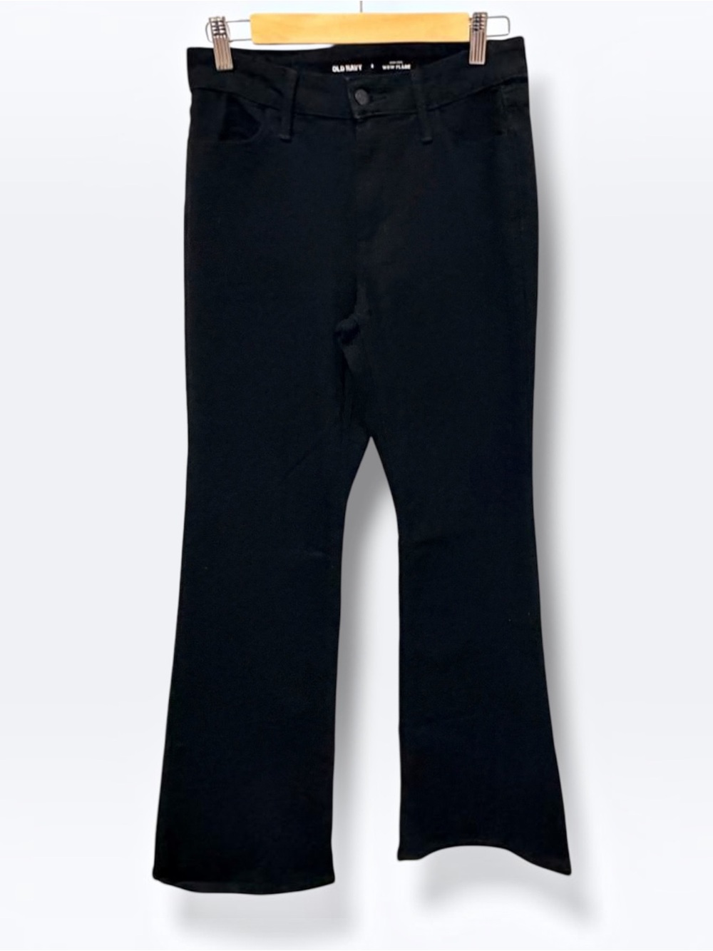 Old Navy WOW Flare Jeans Womens Size 2 Black High Rise Stretch Denim Pants